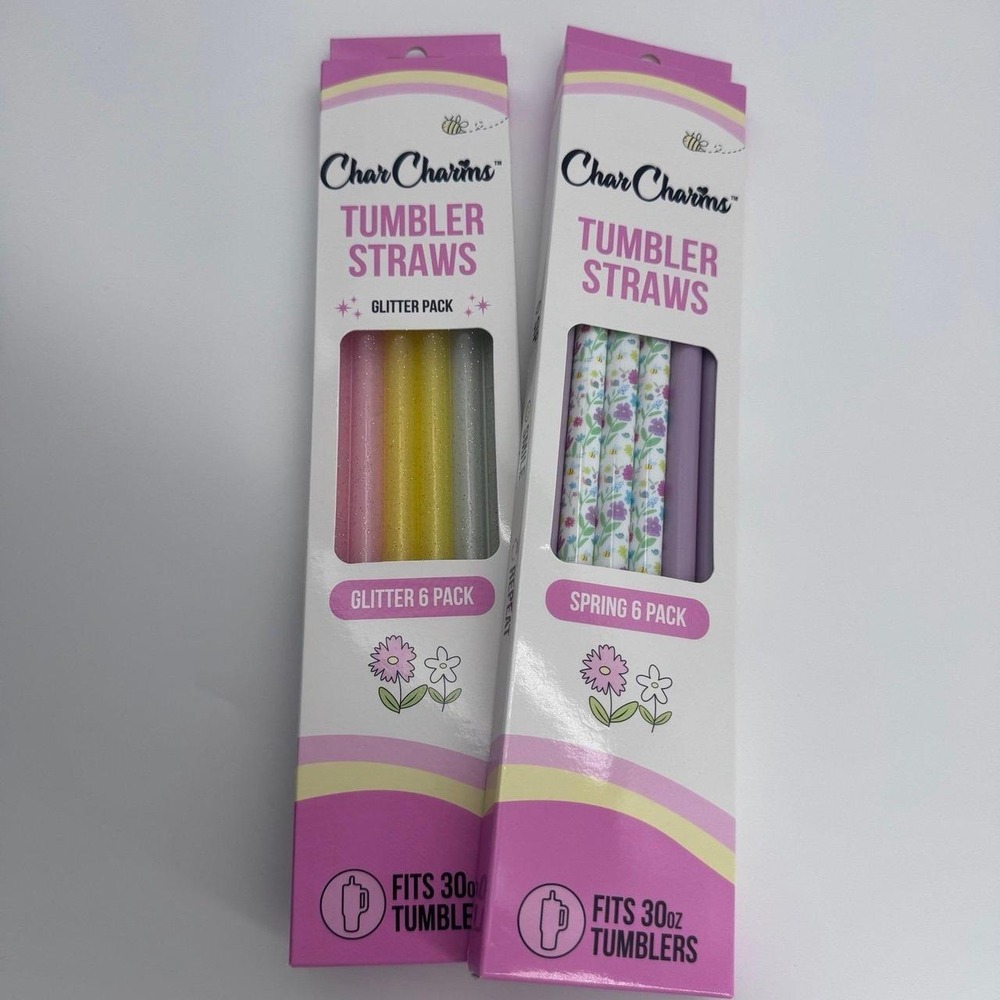 Charcharms bundle of 30oz spring time straws